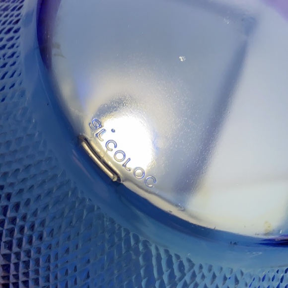 Arcoroc France 🦋 Vintage Blue Glass Art Textured Salad Bowl Centerpiece - Picture 12 of 16